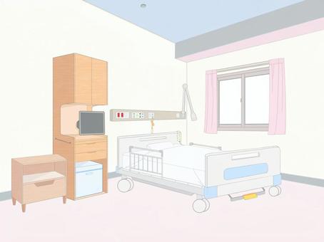 病室の風景01_カラー 背景,壁紙,背景素材,ゲーム背景,素材,カード,ポストカード,装飾,医療,福祉のイラスト素材