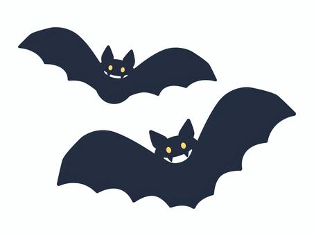 こうもり_ネイビー こうもり,ハロウィン,ベクター,デザイン,パーツ,アイコン,2匹のイラスト素材