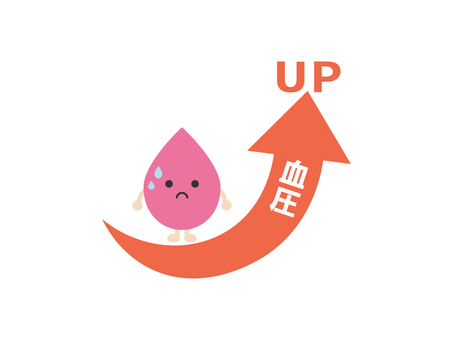 血圧3 血圧,up,上がる,矢印,医療,汗,キャラクター,かわいい,イラスト,素材のイラスト素材