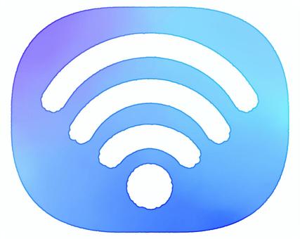 Wi-Fiマーク02（青/水彩） wiーfi,電波,インターネット,マーク,アイコン,接続,青色,水彩のイラスト素材