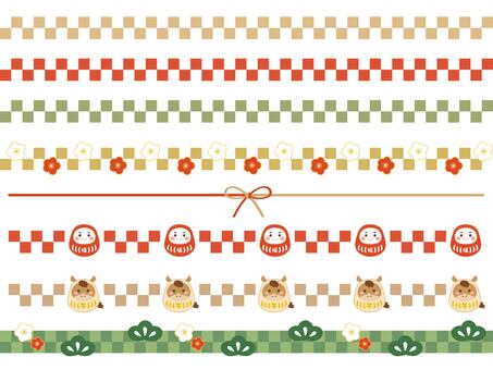 お正月のラインセット3 お正月,ライン,飾り罫,罫線,正月,午年,2026年,セット,午,枠のイラスト素材