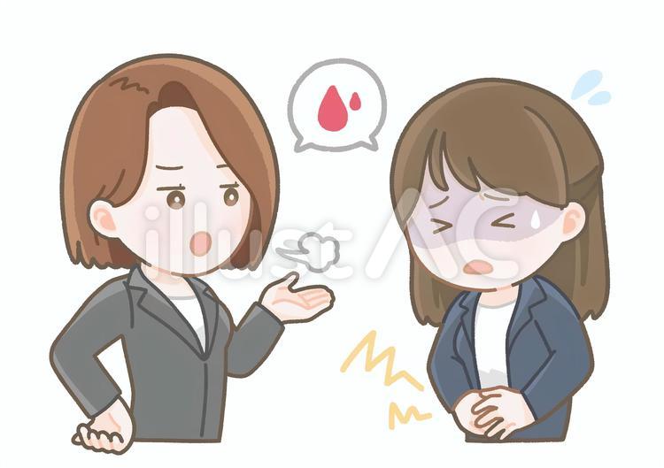 生理痛が軽い女性と重い女性 人物,女性,生理のイラスト素材
