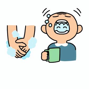 手洗いうがい 手洗い,うがい,衛生,健康,予防,風邪対策,感染対策,水,石けん,洗うのイラスト素材