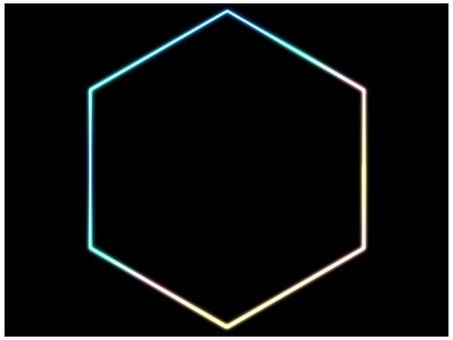 六角形フレ−ム　ネオン　パステル 六角形,フレ−ム,ポストカード,メッセージカード,飾り枠,あしらい,ネオン,グラデーション,パステルカラー,黒のイラスト素材
