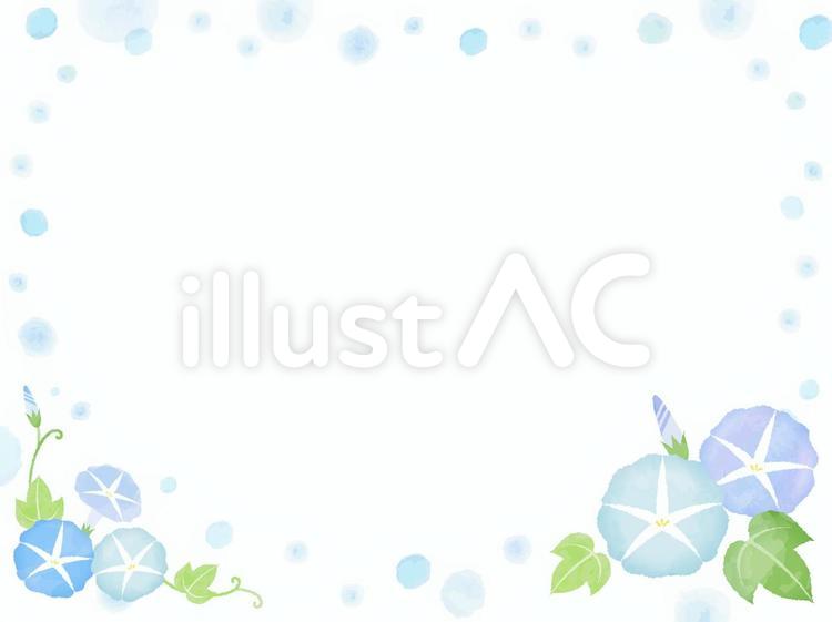【夏・暑中見舞い】水彩風・あさがお・枠　 夏,アサガオ,朝顔のイラスト素材