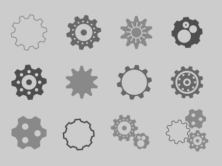 シンプル歯車のイラストセット 歯車,部品,機械,金属,シンプル,セットのイラスト素材