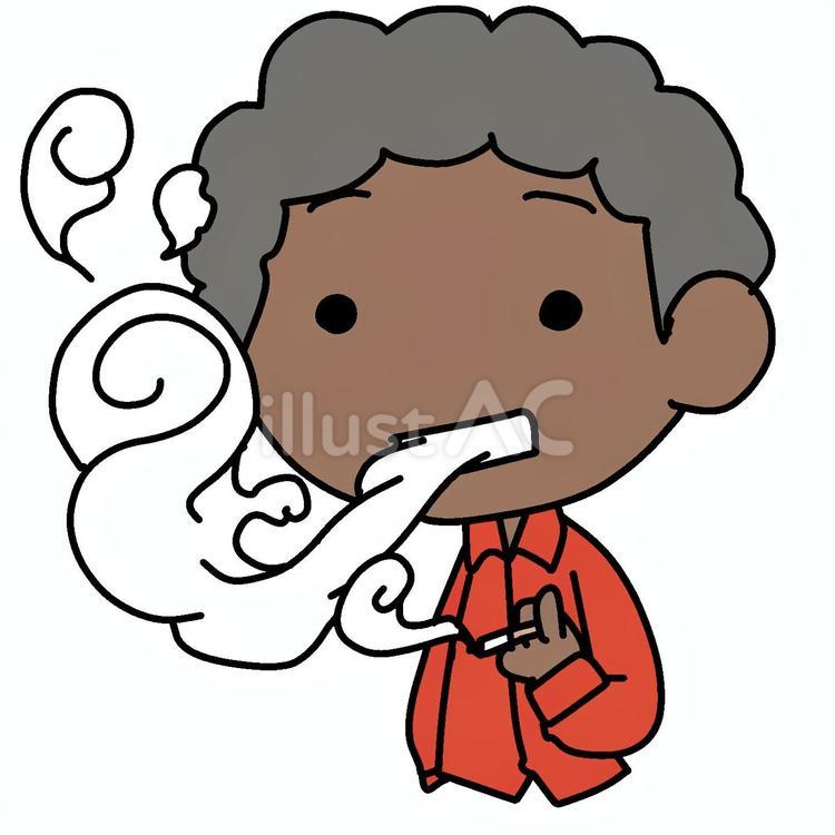 タバコを吸うアフロ男性 アフロ,喫煙者,タバコのイラスト素材