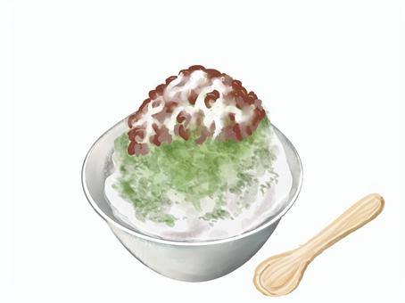 宇治金時 宇治金時,かき氷,夏,あずき,スイーツ,手描きのイラスト素材