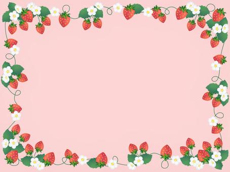 Strawberry background, frame 13, ichigo, kwiaty, rama, JPG and AI