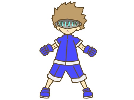 A boy wearing a mask with a blue motif, , JPG and PNG