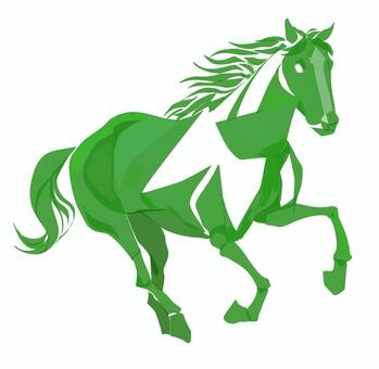 スタイリッシュな緑の馬の年賀状イラスト 馬,年賀状,午年,スタイリッシュ,干支,干支イラスト,2026,2026年,令和8年,躍動感のイラスト素材