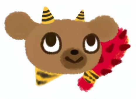 コスプレわんこ　節分　鬼 犬,かわいい,手描き風,季節,鬼,こん棒,虎柄,節分のイラスト素材