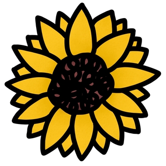 ひまわりの手描きイラスト ひまわり,向日葵,サンフラワー,父の日,手描き,植物,花,素材のイラスト素材