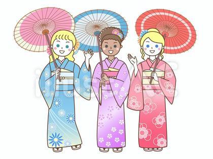 和服を楽しむ外国人観光客