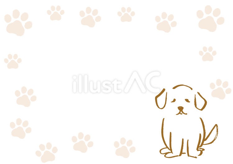 犬　フレーム 筆描き,犬,わんこのイラスト素材