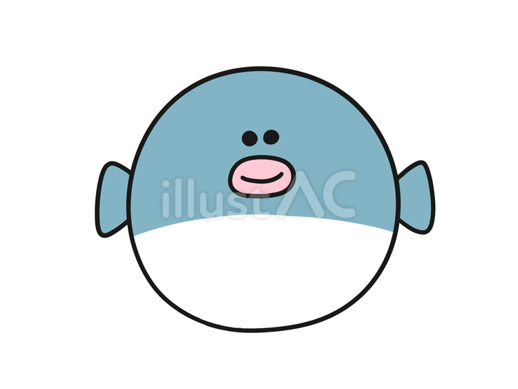 笑顔　青いフグ　イラスト フグ,生き物,動物のイラスト素材