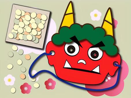 Illustration, setsubun, ghost, auspicious, 