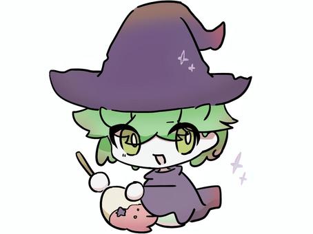 魔法使いのキャラクターイラスト 人物,男の子,キャラクター,魔法使い,ハロウィン,萌え系,元気,緑のイラスト素材