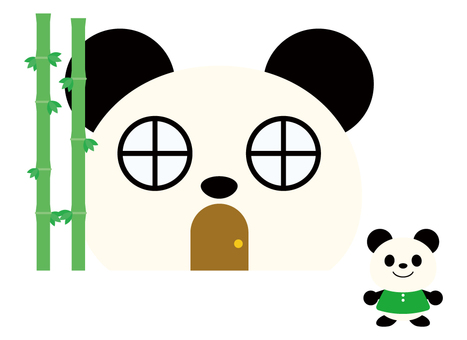 パンダの家 パンダ,家,お家,動物,住処,住居,かわいい,キャラクター,竹,住むのイラスト素材
