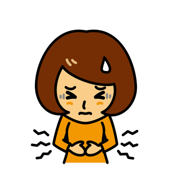 女性　腹痛 女性,腹痛,胃痛,病気,痛み,症状,おなか,食あたり,食中毒,さしこみのイラスト素材