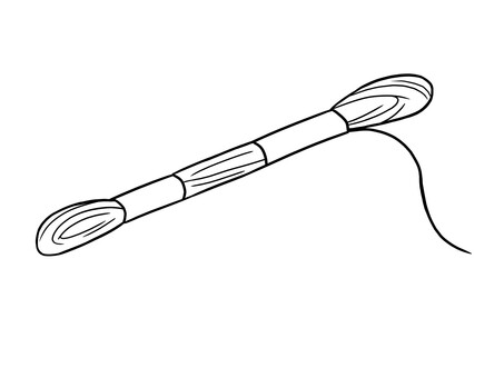 刺繍糸のイラスト（モノクロ） 刺繍糸,手芸,ゆるい,シンプル,手描き,モノクロのイラスト素材