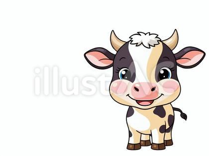 白バックに可愛い乳牛