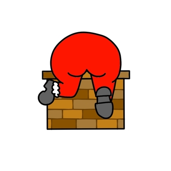 煙突に詰まったサンタクロース 煙突,サンタクロース,クリスマス,おしり,かわいいのイラスト素材