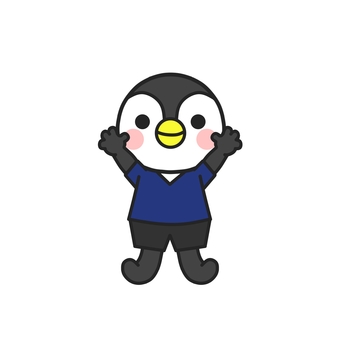 青いウエアを着てバンザイするペンギン かわいい,部活,クラブ活動,スポーツ,動物,キャラ,運動,サークル,スポーツウエア,運動着のイラスト素材