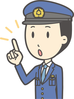 Illustration, a policeman, police officer, pointing, 