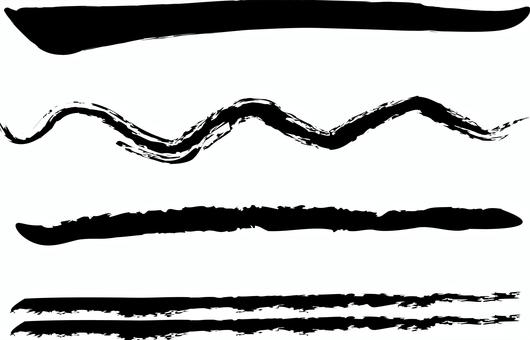 筆ラインセット 筆,ライン,罫線,筆線,毛筆,線,ブラシ,かすれ,波線,筆書きのイラスト素材