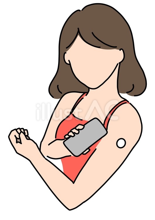 持続自己血糖測定器を使う女性　カラー 持続,自己,血糖値のイラスト素材