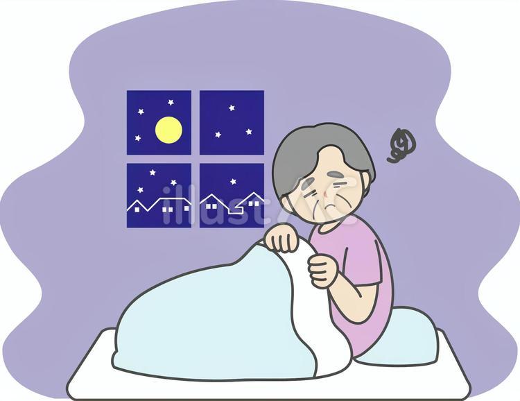 睡眠不足のおばあさん おばあさん,高齢女性,不眠のイラスト素材