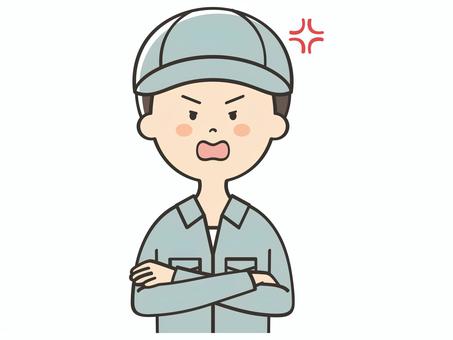 腕組みして怒る男性作業員 腕組みして怒る男性作業員 怒る,叱る,説教,イライラ,不満,厳しい,ストレス,怒り,指導,男性のイラスト素材