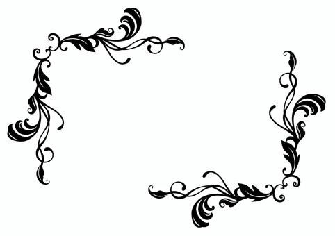 モノクロエレガンスフレーム2025④ エレガント,フレーム,飾り枠,クラシック,デコレーション,イラスト,手描き,葉,ボタニカル,グラフィックのイラスト素材