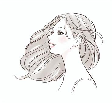 サラサラのロングヘアがなびいている女性 サラサラのロングヘアがなびいている女性 人物,美容,髪,ヘアケア,風,吹かれる,サラサラ,なびく,女性,気持ちいいのイラスト素材