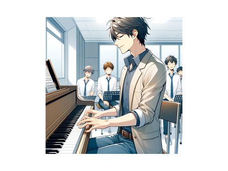 Illustration, musics, teacher, male, 