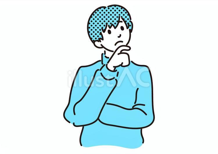 考える男性の上半身 人物,考える,疑問のイラスト素材