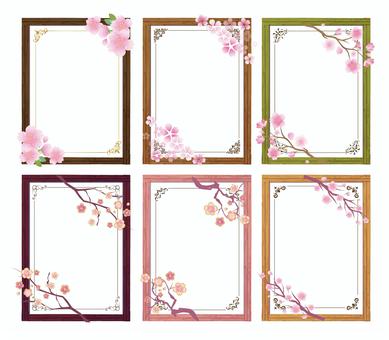 Spring cherry blossom frame border set, , JPG, PNG and AI