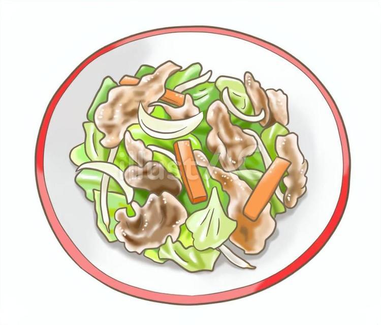 定番家庭料理　野菜炒めのイラスト 野菜炒め,食べ物,おかずのイラスト素材