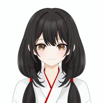 巫女さん 巫女,和,和装,コスプレ,女子,女の子,美少女,萌え,アイコン,かわいいのイラスト素材