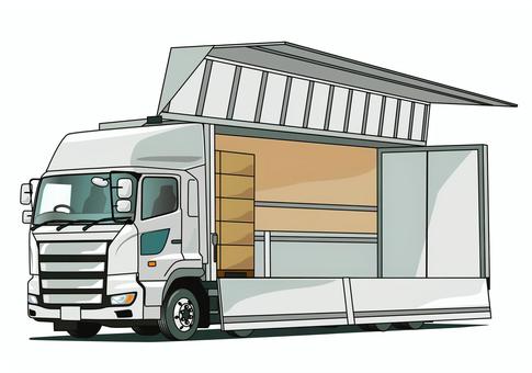 積も込み中の大型トラック　ウイング車 運送,荷役,積み込み,大型トラック,ウイング車,白,トラック,輸送,配送,荷物のイラスト素材