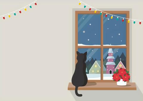 冬の街並みが見える窓と猫とクリスマス電飾 冬の街並みが見える窓と猫とクリスマス電飾 冬,猫,ポインセチア,電飾,街並み,雪,窓,部屋,季節,おしゃれのイラスト素材