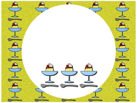 プリンのフレ−ム　黄色 プリン,フレ−ム,ポストカードカード,メッセージカード,円,丸,ザラザラ,ノイズ,黄色のイラスト素材