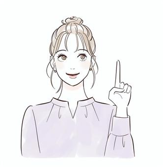笑顔で指差しする女性 笑顔で指差しする女性 笑顔,女性,指差し,人差し指,ポイント,教える,説明,こちら,情報,アドバイスのイラスト素材