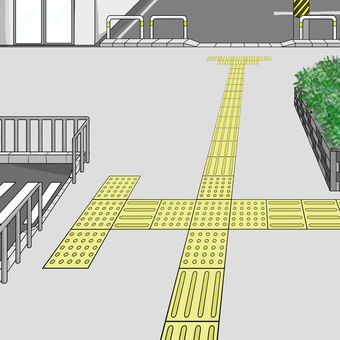 地面背景 地面,背景,点字ブロック,街,道路,道,植木,横断歩道,イラスト,シンプルのイラスト素材