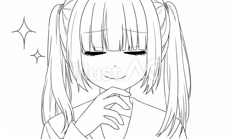 線画/女の子 線画,塗り絵,女の子のイラスト素材