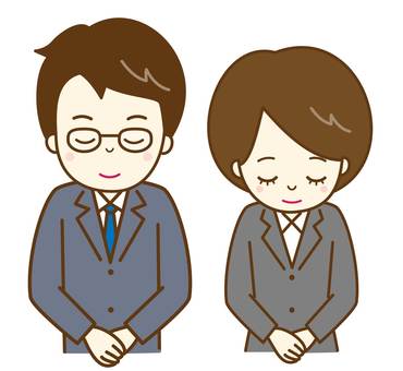 会社　ご挨拶 会社,職場,企業,男女,男性,女性,二人,同僚,上司,部下のイラスト素材