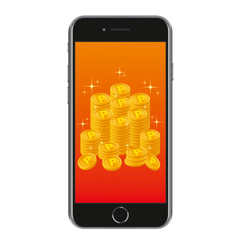 ポイント当選 ポイントコイン,当選,スマホ,当たり,ポイント,コイン,ポイ活,貯める,ゲット,プレゼントのイラスト素材