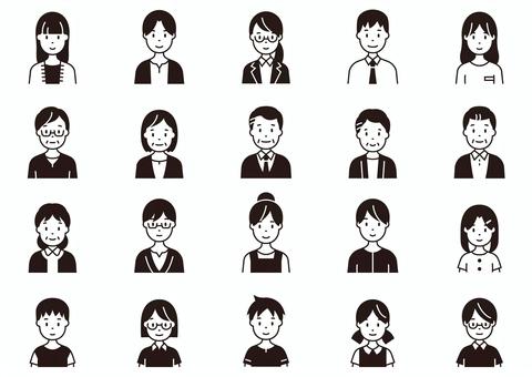 人物アイコン08 アイコン,人物,上半身,顔,男性,女性,人,表情,日本人,人間のイラスト素材