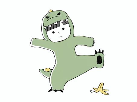 恐竜のきぐるみ５ かわいい,手描き,アナログ,人物,恐竜,着ぐるみ,子ども,コスプレ,幼児,怪獣のイラスト素材